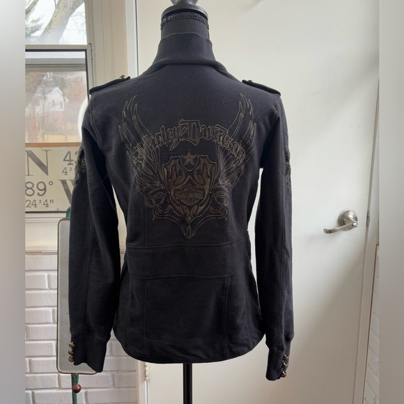 Harley Davidson Military Style Sweatshirt Jacket medium motorcycle layered‎ - Picture 5 of 9